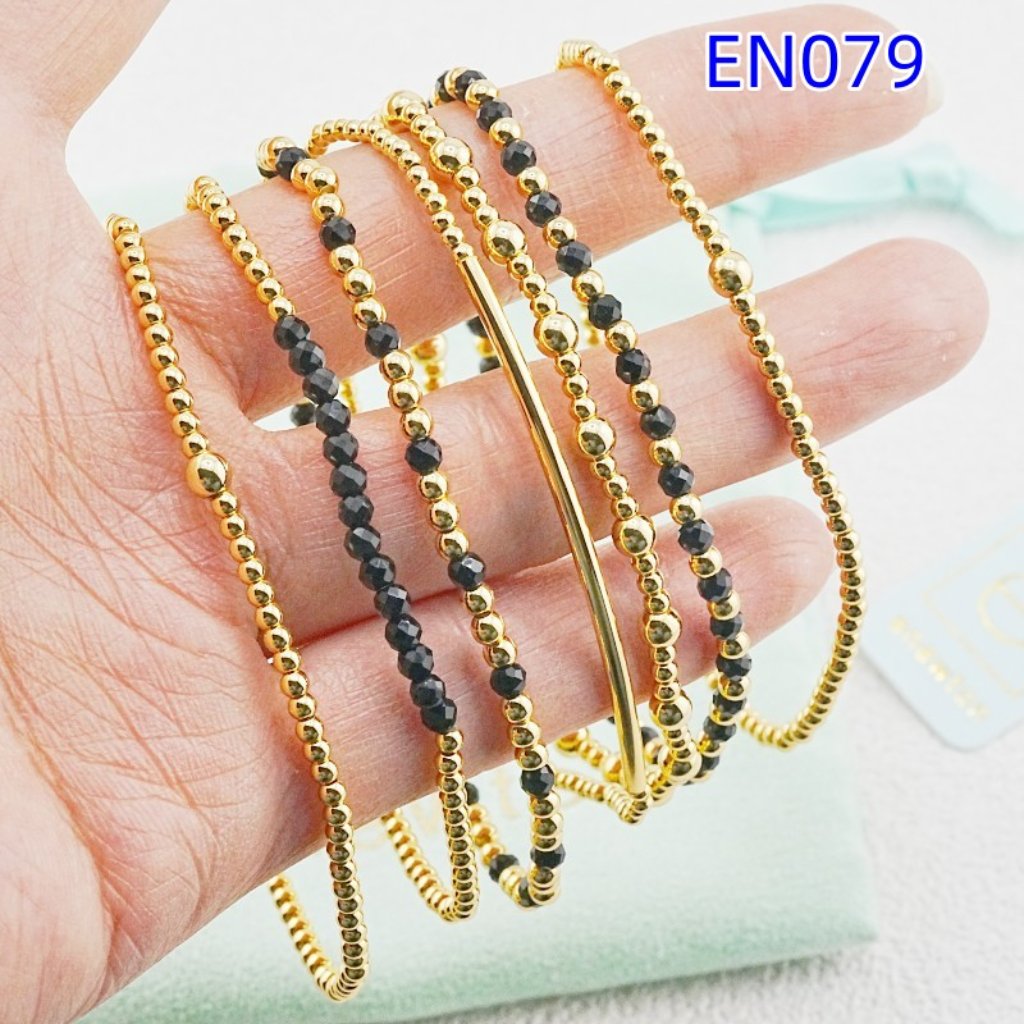 Enewton Gold Bead Black Crystal Bracelet 98$